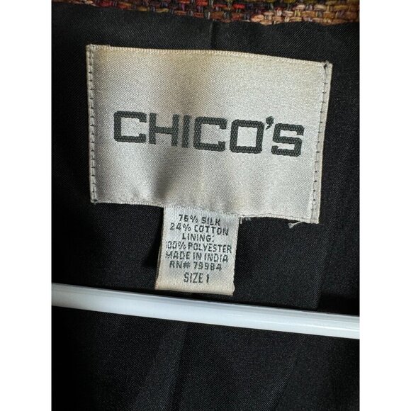 Chico's Size 1 8 Floral Tapestry Jacket Silk Cotton Blend Lined - Picture 3 of 6